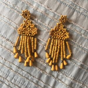 Yellow beaded duchess earrings noonday collection